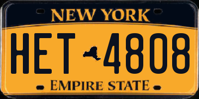 NY license plate HET4808