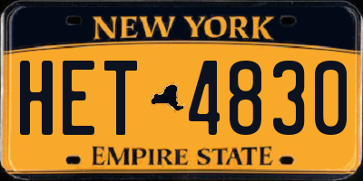 NY license plate HET4830