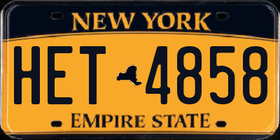 NY license plate HET4858