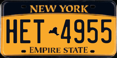 NY license plate HET4955