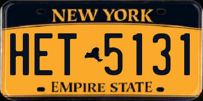 NY license plate HET5131