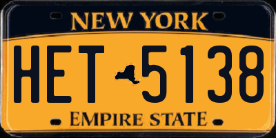 NY license plate HET5138