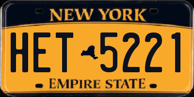 NY license plate HET5221