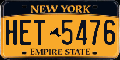 NY license plate HET5476