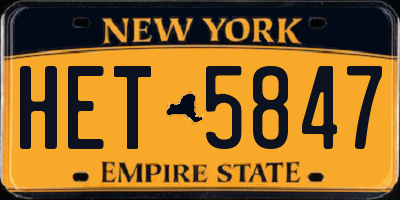 NY license plate HET5847