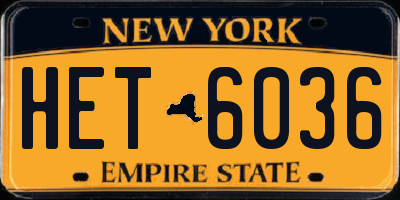 NY license plate HET6036