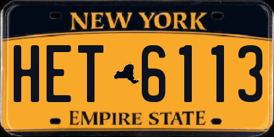 NY license plate HET6113
