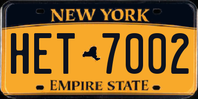 NY license plate HET7002