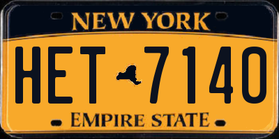 NY license plate HET7140