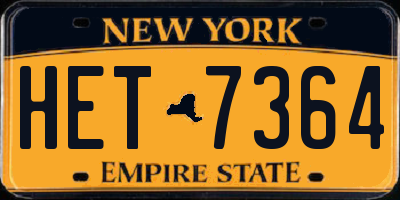 NY license plate HET7364