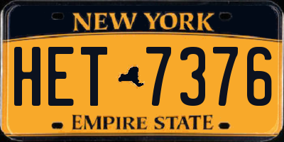 NY license plate HET7376