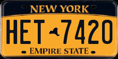 NY license plate HET7420