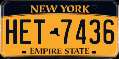 NY license plate HET7436