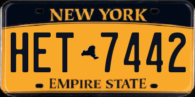 NY license plate HET7442