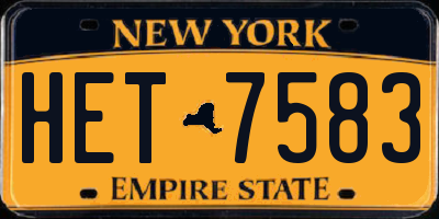 NY license plate HET7583