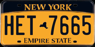 NY license plate HET7665