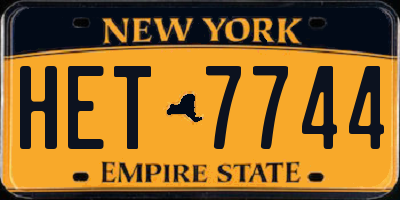 NY license plate HET7744