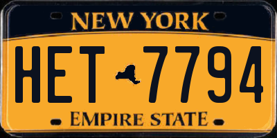 NY license plate HET7794