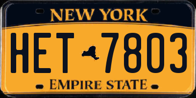 NY license plate HET7803