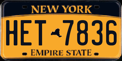 NY license plate HET7836