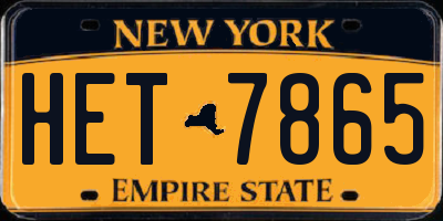 NY license plate HET7865