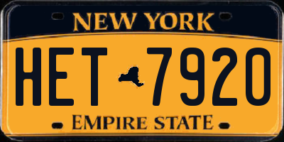 NY license plate HET7920