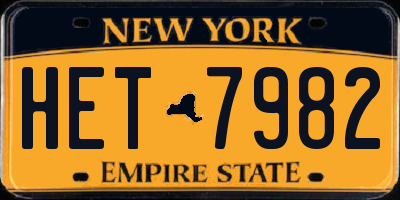 NY license plate HET7982