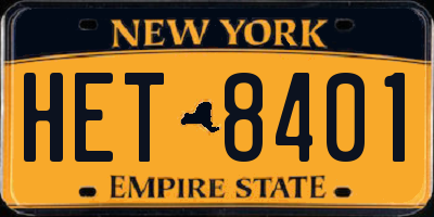 NY license plate HET8401