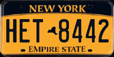 NY license plate HET8442