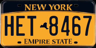 NY license plate HET8467