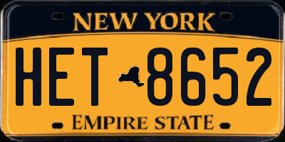NY license plate HET8652