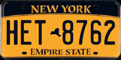 NY license plate HET8762