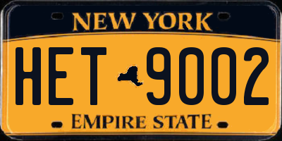 NY license plate HET9002