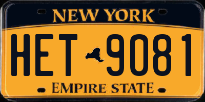 NY license plate HET9081
