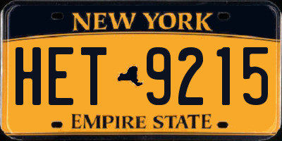 NY license plate HET9215