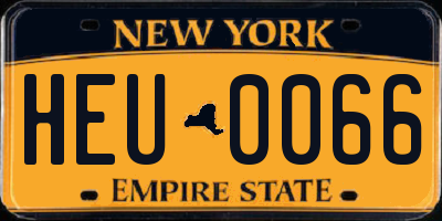NY license plate HEU0066