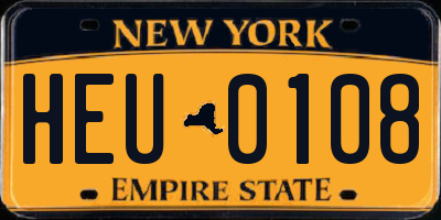 NY license plate HEU0108