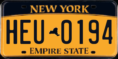 NY license plate HEU0194