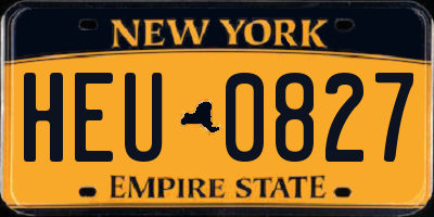 NY license plate HEU0827