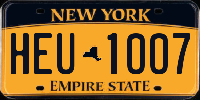 NY license plate HEU1007