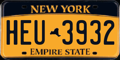 NY license plate HEU3932