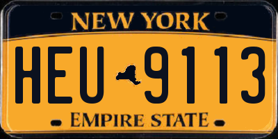 NY license plate HEU9113