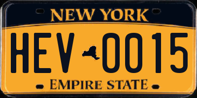 NY license plate HEV0015