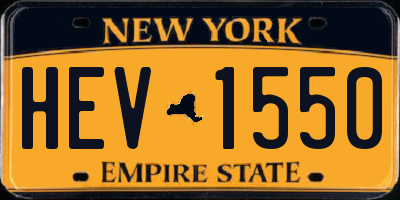 NY license plate HEV1550
