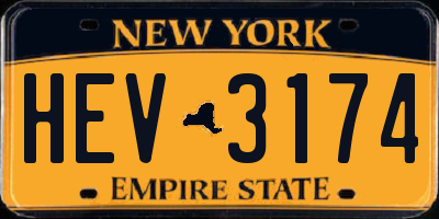 NY license plate HEV3174