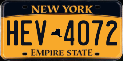 NY license plate HEV4072