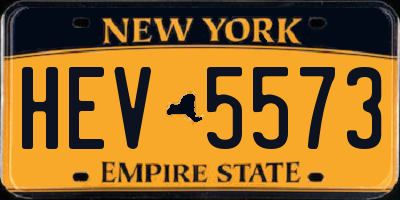 NY license plate HEV5573