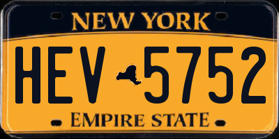 NY license plate HEV5752