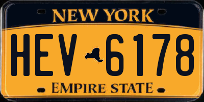NY license plate HEV6178