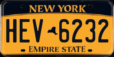NY license plate HEV6232